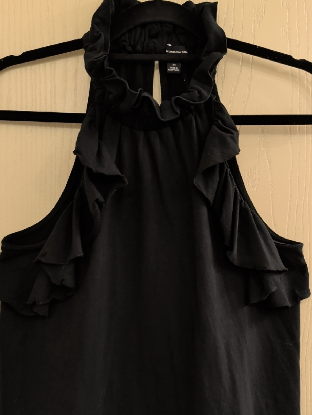 I.N.C. International Concepts Black Ruffle Halter Tank Top - 100% Cotton  Size M - Picture 3 of 6